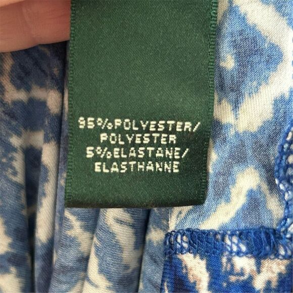 Lauren Ralph Lauren Women's Blue Faux Wrap Dress Size 6 Diamond Print - Picture 8 of 14